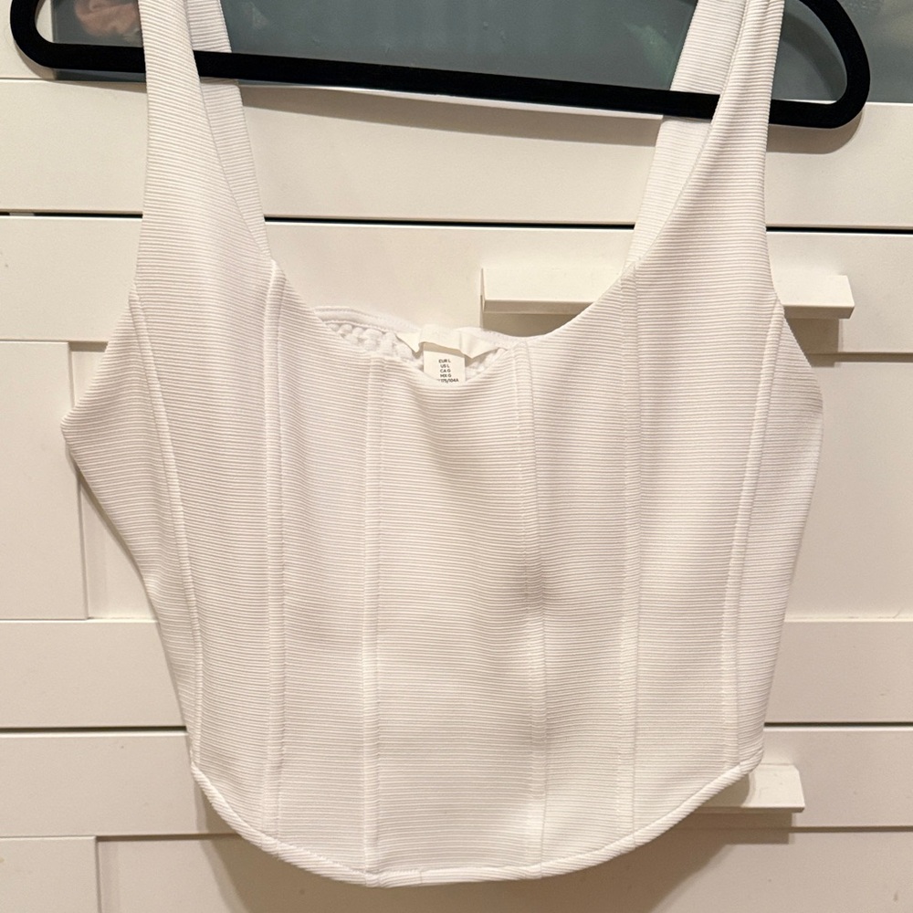 H&M White Ribbed Structured Camisole